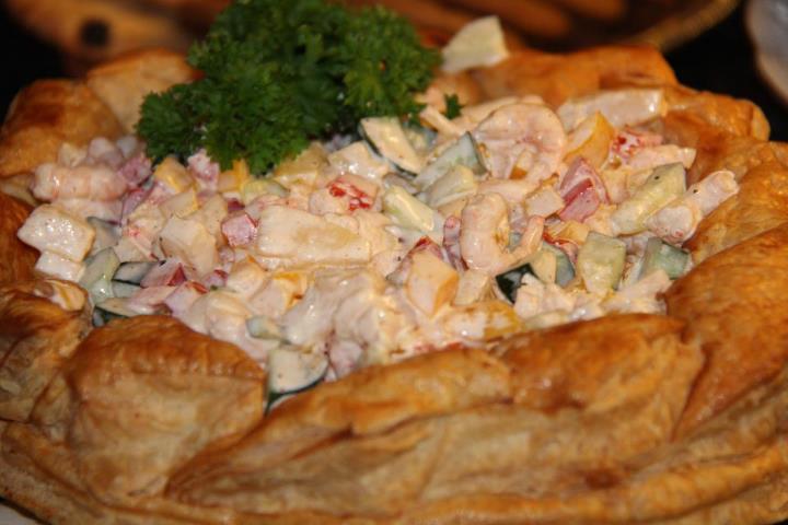 Smjördeigs hringur með rækjum ofl.