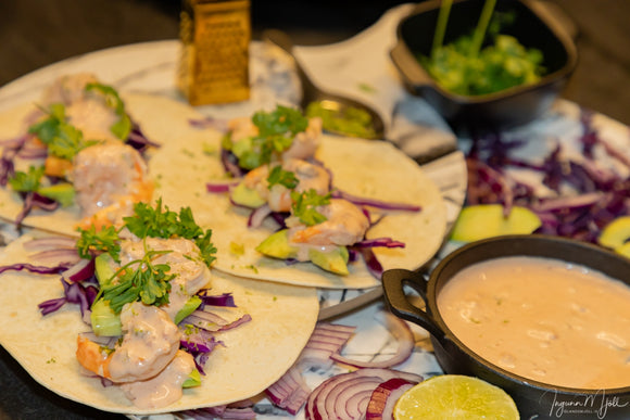 Tortillur með risarækjum!