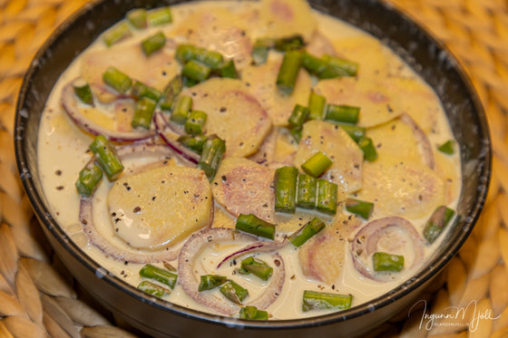 Kartöflugratín með aspas!