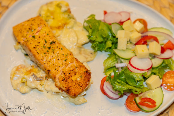 Sítrónulax með kartöflugratín!