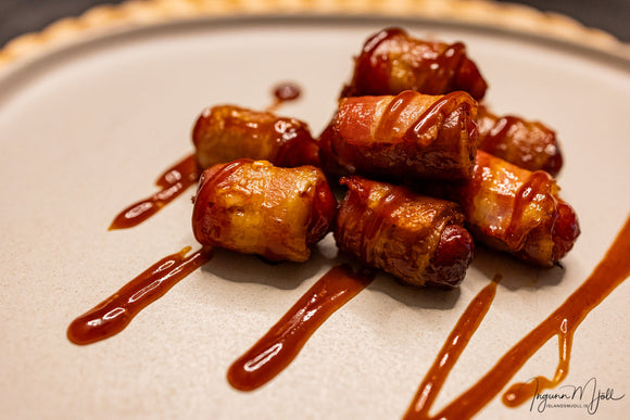 Beikonvafðar kokteil pylsur!