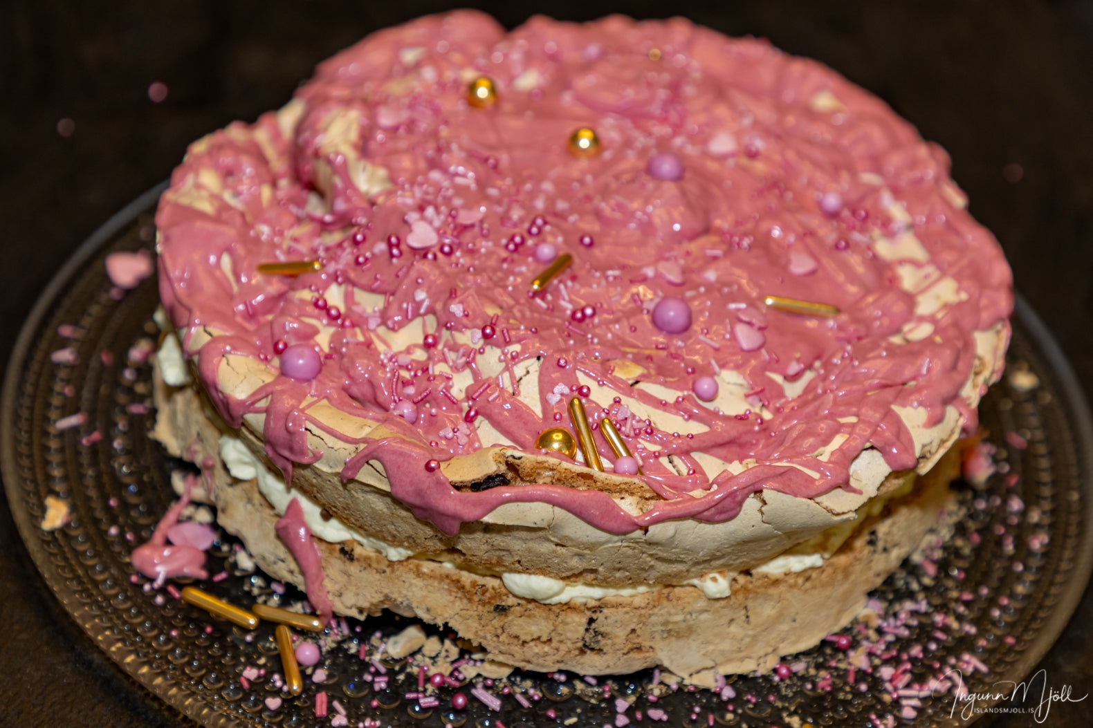 Marensterta með bleiku súkkulaði