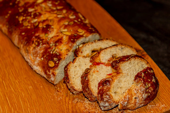 Fyllt brauð með tómötum ofl