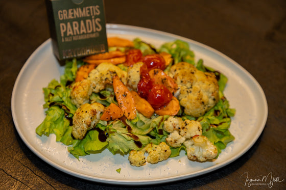 Bakað grænmeti á íssalati