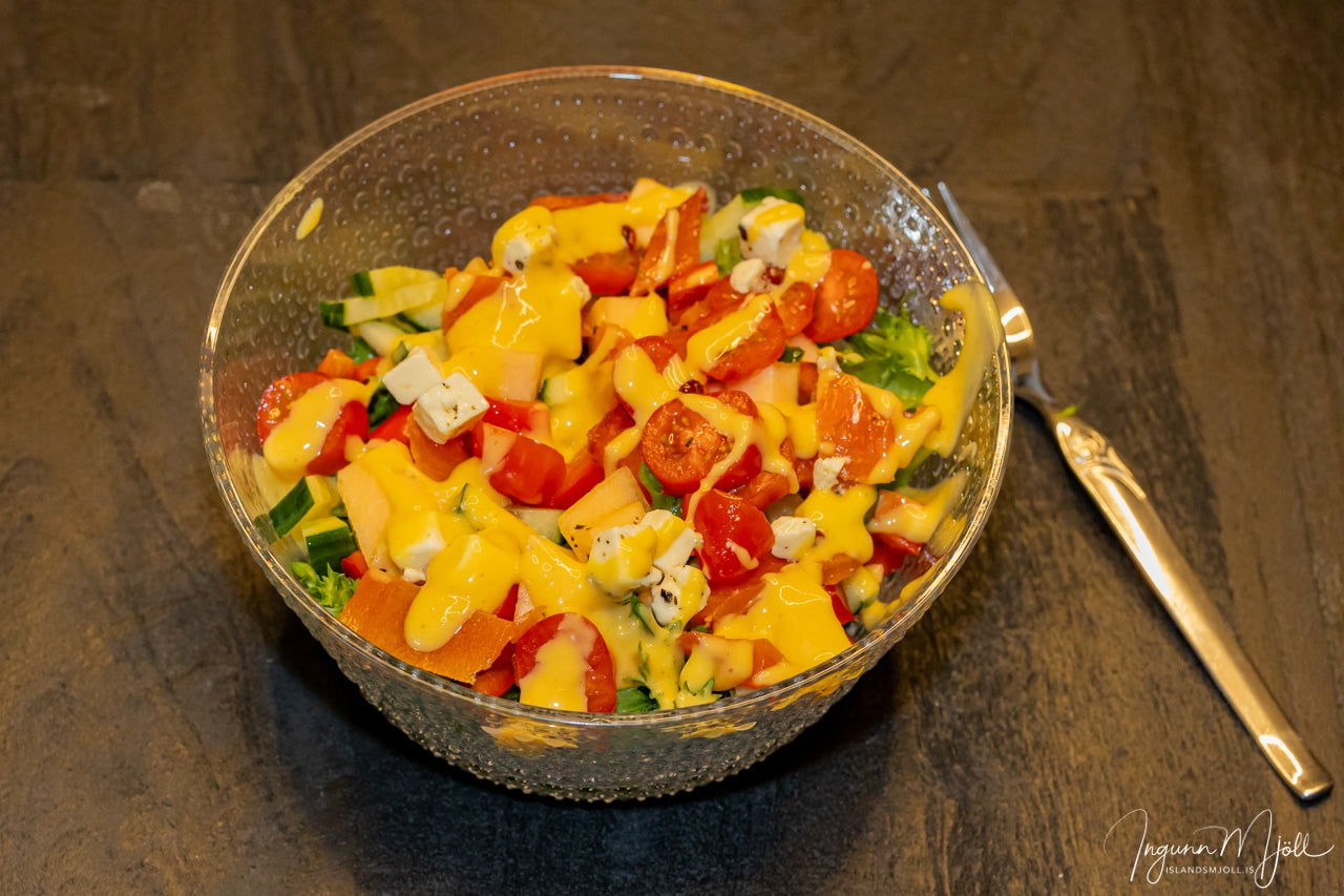 Silungasalat með sinnepssósu