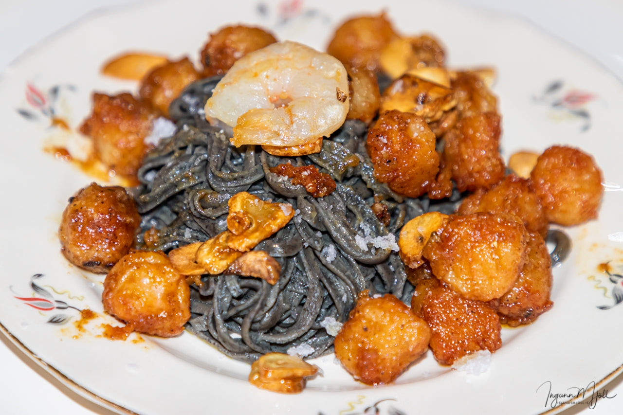 Pönnusteiktur hörpuskelfiskur