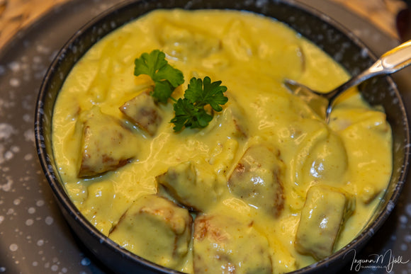 Fiskibollur í karrísósu