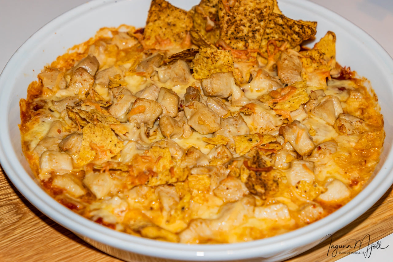 Rjómaosta gums með kjúkling