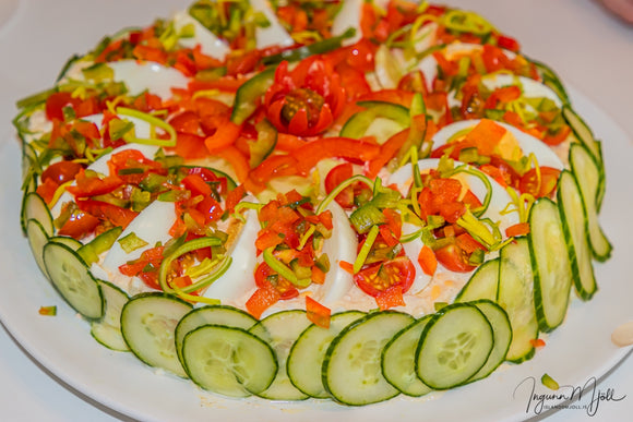 Rækjubrauðterta á hringbrauði