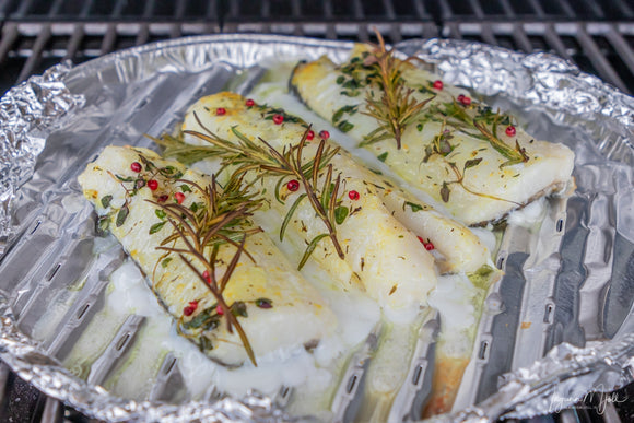 Sítrónumareneraðir létt saltaðir þorskhnakkar