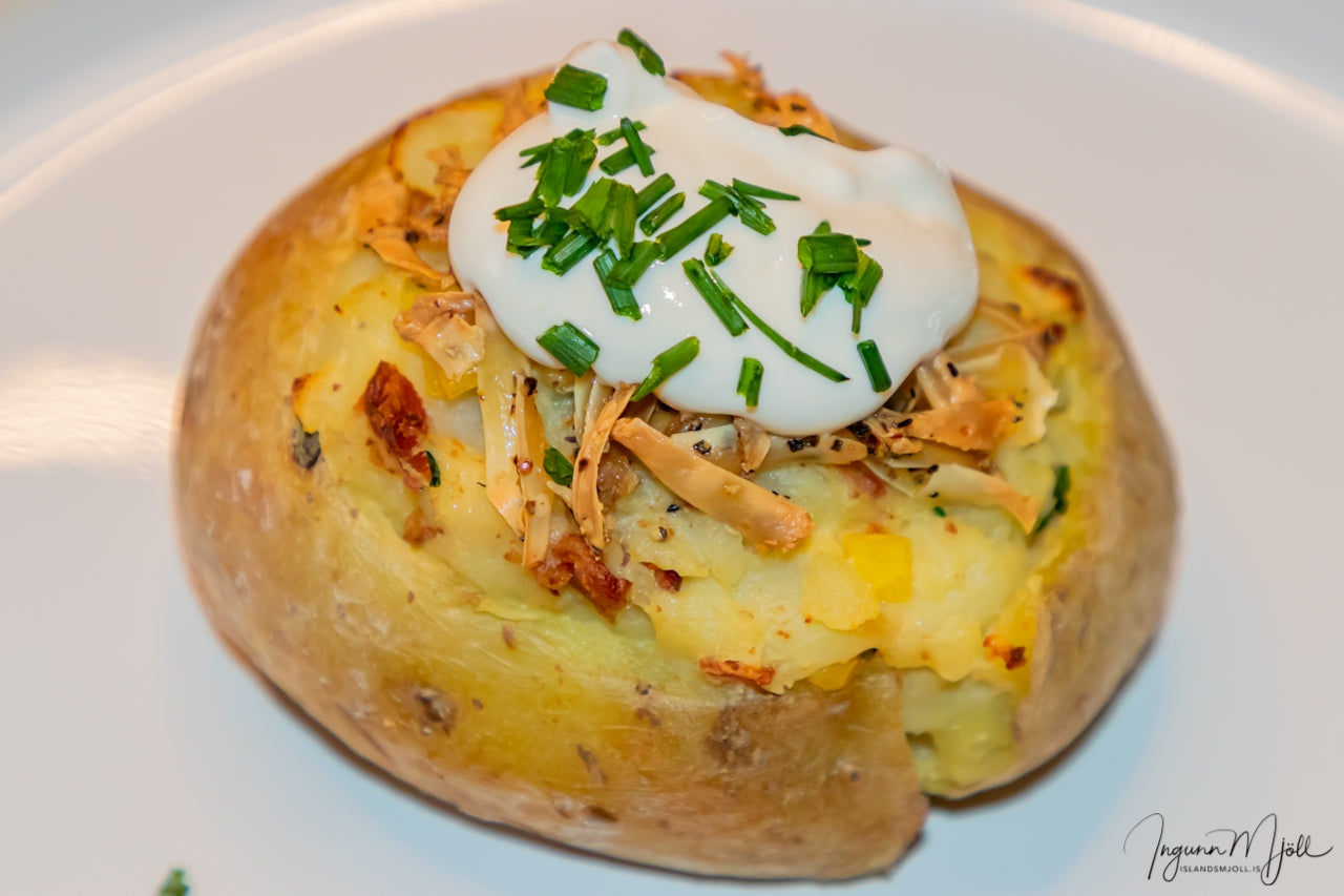 Grillaðar kartöflur fylltar