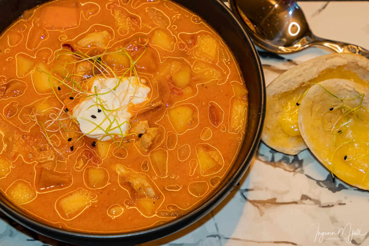 Kjúklingasúpa með eplum,,,