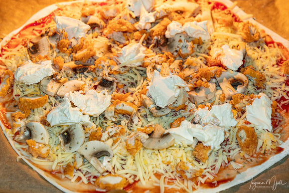 Pizza með kjúkling og rjómaosti