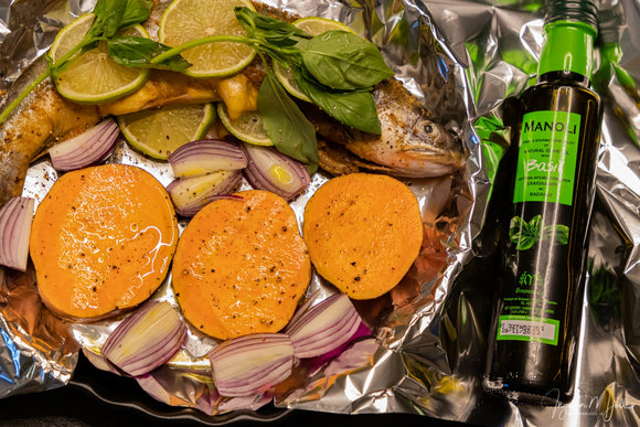 Urriði grillaður í ofni