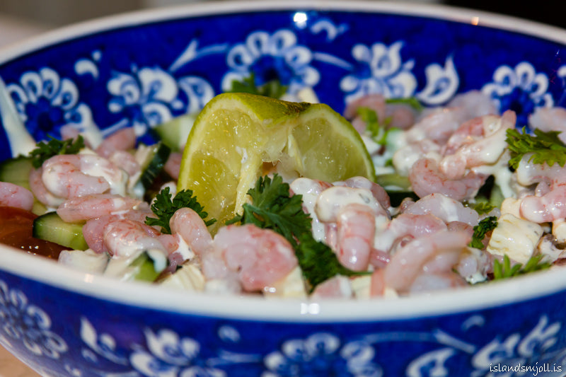 Hádegis salat með rækjum